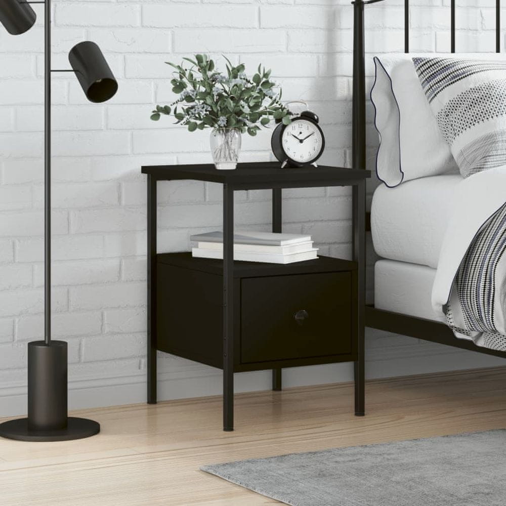 Vidaxl Nočný stolík čierny 34x36x50 cm kompozitné drevo
